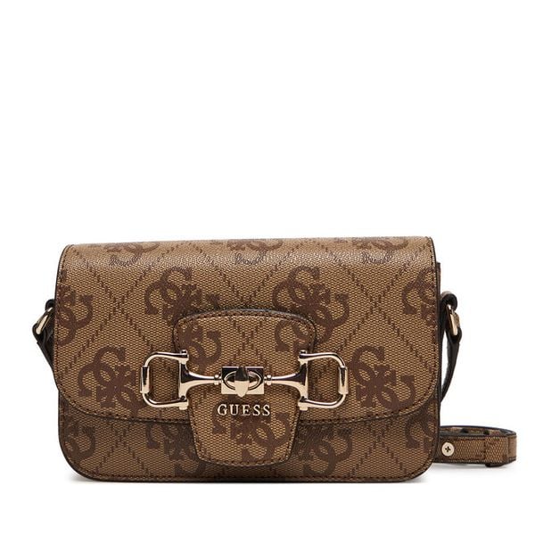 Torebka Guess. Brązowe listonoszki Guess, z aplikacjami, bez dodatków. Za 417.99 zł.
