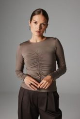 BLUZKA FLORA TAUPE S - Flawless. Bluzki Flawless, s, bez wzorów, z dzianiny, bez kołnierzyka, bez ramiączek. Za 249.00 zł.