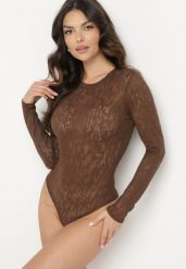 Brązowe Transparentne Body z Wiskozą w Abstrakcyjny Wzór Naliritria. Brązowe body Born2be, m, bez wzorów, z wiskozy. Za 89.99 zł.