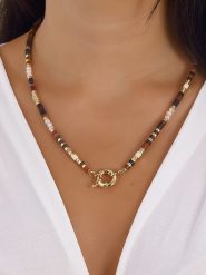 Luja Bijoux Pozłacany naszyjnik z kamieniami i elementem ozdobnym - 42 cm rozmiar: onesize. Żółte naszyjniki Luja Bijoux, metalowe. Za 83.45 zł.