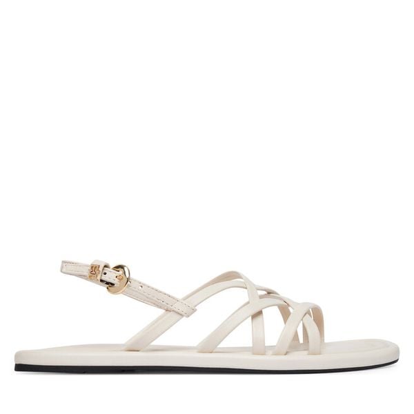 Sandały Tommy Hilfiger. Białe sandały TOMMY HILFIGER, bez wzorów, bez obcasa, na płaskiej podeszwie, bez zapięcia. Za 449.99 zł.
