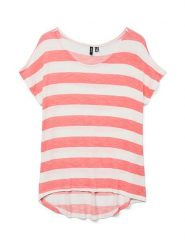 Vero Moda Koszulka w kolorze koralowo-białym rozmiar: XS. Białe bluzki Vero Moda, xs, bez wzorów, bez kołnierzyka, bez ramiączek. Za 75.16 zł.