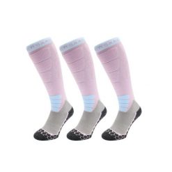 Skarpety narciarskie Powder Boss damskie z wełny merino Pro, 3 sztuki, fioletowe. Fioletowe skarpety POEDERBAAS, bez wzorów, z elastanu. W wyprzedaży za 329.62 zł.