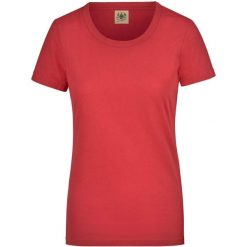 Glemo damska koszulka krótki rękaw, 100% bawełna, czerwona. Czerwone bluzki YB SPORTS, bez wzorów, z bawełny, eleganckie, bez kołnierzyka, bez ramiączek. Za 129.99 zł.