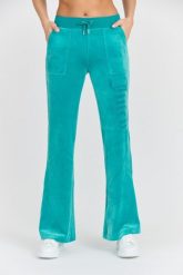 JUICY COUTURE Damskie turkusowe spodnie desowe Layla Jewelled Low Rise Pant, Rozmiar S. Niebieskie spodnie dresowe Juicy Couture, s, bez wzorów, z dresówki. W wyprzedaży za 329.99 zł.