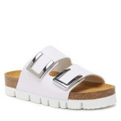 Klapki Dr. Brinkmann. Białe klapki Dr. Brinkmann, bez wzorów, bez obcasa. Za 259.99 zł.
