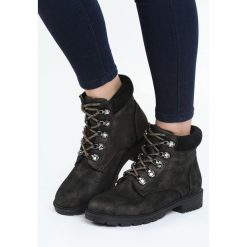 Khaki Traperki Metallics. Brązowe trapery i śniegowce Born2be, z nubiku. Za 119.99 zł.