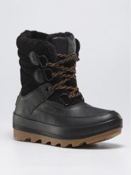 Kamik Skórzane kozaki zimowe "Celestem" w kolorze czarnym rozmiar: 40. Czarne kozaki Kamik, na zimę, z materiału, z okrągłym noskiem, bez obcasa, bez zapięcia. Za 195.31 zł.