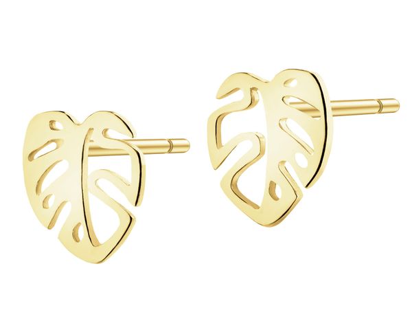 Złote kolczyki - liście monstery. Żółte kolczyki Apart, złote. Za 489.00 zł.