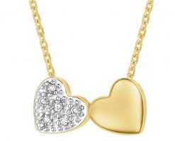 Naszyjnik z żółtego złota z diamentami - serca - 0,02 ct - próba 375. Żółte naszyjniki Apart, z diamentem, złote. Za 1,990.00 zł.
