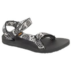 Sandały Teva Original Universal Sandals 1003987-SKW czarne. Czarne sandały bez wzorów, z materiału, klasyczne, bez obcasa, bez zapięcia. Za 391.03 zł.