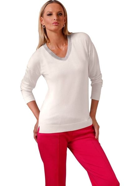 Heine Sweter w kolorze kremowym rozmiar: 38. Brązowe swetry Heine, bez wzorów, bez ramiączek. Za 85.95 zł.