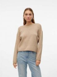 Vero Moda Sweter "Gold" w kolorze beżowym rozmiar: S. Brązowe swetry Vero Moda, s, bez wzorów, ze splotem, bez ramiączek. Za 94.95 zł.