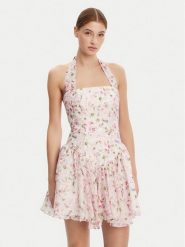 Bardot Sukienka koktajlowa 59743DB Różowy Regular Fit. Czerwone sukienki Bardot, bez wzorów, z syntetyku, wizytowe, bez kołnierzyka, bez ramiączek. Za 419.99 zł.