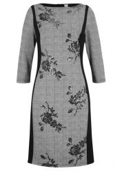 Sukienka ołówkowa z haftem z cekinów. Czarne sukienki bonprix, bez wzorów, eleganckie, bez kołnierzyka, bez ramiączek, ołówkowe. Za 219.99 zł.