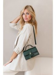 Lia Biassoni Skórzana torebka w kolorze zielonym - 20 x 13 x 6 cm rozmiar: onesize. Zielone torby na ramię Lia Biassoni, z aplikacjami, z materiału, przez ramię, bez dodatków. Za 217.99 zł.