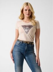 Guess T-Shirt 182454 Beżowy Classic Fit. Brązowe t-shirty Guess, xl, z aplikacjami, bez kołnierzyka, bez ramiączek. Za 194.99 zł.