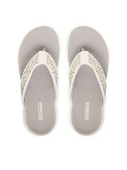 Skechers Japonki 140184/WHT Biały. Białe klapki Skechers, bez wzorów, z materiału, bez obcasa. Za 199.99 zł.