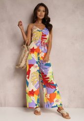 Fioletowy Kombinezon Queally. Fioletowe sukienki Renee, l, bez wzorów, eleganckie, bez kołnierzyka, bez ramiączek, maxi. Za 74.99 zł.