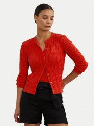 LAUREN RALPH LAUREN Kardigan 200932225010 Czerwony Slim Fit. Czerwone kardigany Lauren Ralph Lauren, s, bez wzorów, z bawełny. Za 839.99 zł.