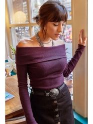 Happiness Istanbul Sweter w kolorze fioletowym rozmiar: onesize. Różowe swetry Happiness Istanbul, bez wzorów, z bawełny, bez ramiączek. Za 39.99 zł.