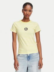 Guess Jeans T-Shirt W6YI60 K6413 Żółty Regular Fit. Żółte t-shirty Guess Jeans, m, z aplikacjami, z bawełny, bez kołnierzyka, bez ramiączek. Za 169.99 zł.