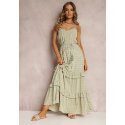 Zielona Sukienka Ailbhe. Zielone sukienki Renee, na lato, l, z aplikacjami, boho, bez kołnierzyka, bez ramiączek, maxi. Za 89.99 zł.