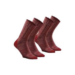 Skarpety turystyczne SH100 warm mid. Szare skarpety QUECHUA, bez wzorów, z elastanu. Za 29.99 zł.