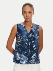 Tatuum Bluzka Lea T2509.056 Granatowy Regular Fit. Niebieskie bluzki Tatuum, bez wzorów, z wiskozy, bez kołnierzyka, bez ramiączek. Za 109.99 zł.
