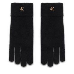 Rękawiczki Calvin Klein. Czarne rękawiczki Calvin Klein, bez wzorów, z dzianiny. Za 249.99 zł.