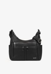 Czarna Perforowana Torebka Listonoszka Griovia. Czarne torebki klasyczne Renee, bez wzorów, z jeansu, bez dodatków. Za 79.99 zł.