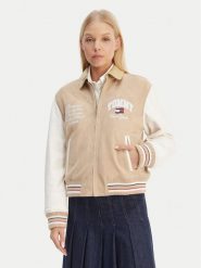 Tommy Jeans Kurtka skórzana Suede Varsity DW0DW22769 Beżowy Regular Fit. Brązowe kurtki Tommy Jeans, xs, bez wzorów, z jeansu, bez kaptura. Za 2,489.00 zł.