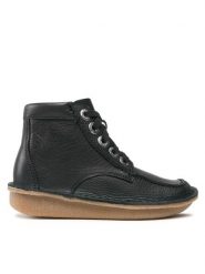 Clarks Trzewiki Funny Cedar 261738844 Czarny. Czarne botki Clarks, bez wzorów, ze skóry, bez obcasa, na płaskiej podeszwie, bez zapięcia. Za 499.99 zł.