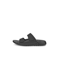 Kobiece klapki na koturnie Ecco Cozmo Strap. Czarne klapki ecco, bez wzorów, z materiału, bez obcasa, na koturnie. Za 428.45 zł.