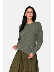 ASSUILI Kaszmirowy sweter w kolorze khaki rozmiar: 36. Brązowe swetry Assuili, bez wzorów, z kaszmiru, bez ramiączek. Za 132.67 zł.