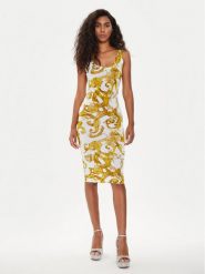 Versace Jeans Couture Sukienka codzienna 76HAO9B6 Biały Slim Fit. Białe sukienki Versace Jeans Couture, na co dzień, bez wzorów, z jeansu, bez kołnierzyka, bez ramiączek, proste. Za 679.99 zł.