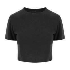 Top Damski / Damski Heather Triblend Crop Top. Czarne topy AWDIS, s, bez wzorów, bez kołnierzyka, bez ramiączek. Za 69.99 zł.