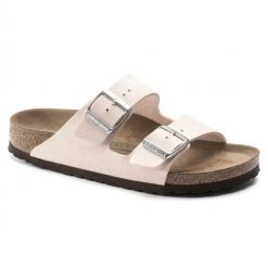 Klapki damskie Birkenstock Arizona BS Birko-flor. Czerwone klapki Birkenstock, bez wzorów, z jeansu, bez obcasa. Za 287.00 zł.