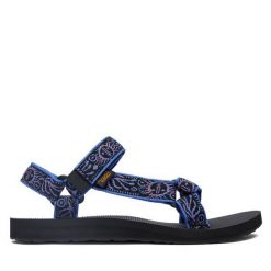 Sandały Teva. Niebieskie sandały Teva, bez wzorów, bez obcasa, na płaskiej podeszwie, bez zapięcia. Za 299.99 zł.