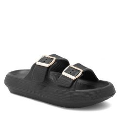 Klapki MEXX. Czarne klapki Mexx, bez wzorów, bez obcasa. Za 79.99 zł.