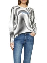 S.Oliver Koszulka w kolorze biało-granatowym rozmiar: 36. Białe bluzki S.Oliver, s, bez wzorów, z bawełny, bez kołnierzyka, bez ramiączek. Za 78.99 zł.