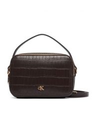 Calvin Klein Torebka Ck Croc Camera Bag LV04F3905G Brązowy ciemny. Brązowe torebki klasyczne Calvin Klein, bez wzorów, ze skóry, bez dodatków. Za 449.99 zł.