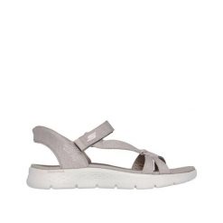 Sandały damskie Skechers Go Walk Flex. Brązowe sandały Skechers, bez wzorów, z materiału, sportowe, bez obcasa, na obcasie, bez zapięcia. Za 319.40 zł.