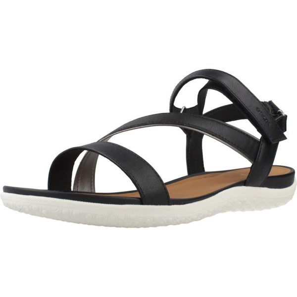 Sandały GEOX D SANDAL VEGA Czarny. Czarne sandały Geox, bez wzorów, z syntetyku, bez obcasa, bez zapięcia. Za 232.99 zł.