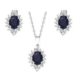 KATE komplet srebrnej biżuterii szafiry kolczyki naszyjnik. Szare naszyjniki Enaya, z cyrkonią, srebrne. Za 854.00 zł.