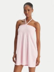 Juicy Couture Sukienka letnia Smocked Terry JCGED126007 Różowy Regular Fit. Czerwone sukienki Juicy Couture, na lato, s, bez wzorów, z bawełny, bez kołnierzyka, bez ramiączek. Za 299.99 zł.