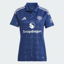 Koszulka Manchester United 24/25 Away. Niebieskie bluzki Adidas, l, bez wzorów, z materiału, sportowe, bez kołnierzyka, bez ramiączek. W wyprzedaży za 300.75 zł.