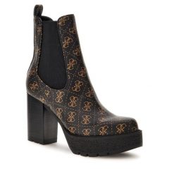 Botki Guess. Brązowe botki Guess, z aplikacjami, bez obcasa, na słupku, bez zapięcia. Za 919.99 zł.