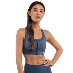 Stanik sportowy fitness damski - Wysokie wsparcie Squat Blue. Niebieskie bielizna sportowa SIROKO, s, bez wzorów, z elastanu. Za 105.00 zł.