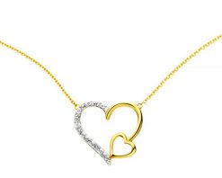 Naszyjnik z żółtego złota z diamentami - serca - 0,01 ct - próba 375. Żółte naszyjniki Apart, z diamentem, złote. Za 1,459.00 zł.